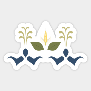 Peace Lily Pattern Simple Graphic Design Sticker